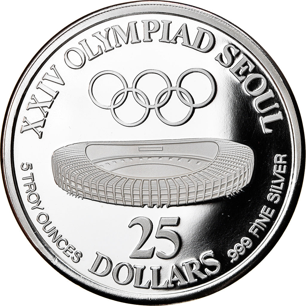 Coin, AMERICAN SAMOA, 5 Silver Oz, 25 Dollars, 1988, Phillips, Proof, MS(65-70)