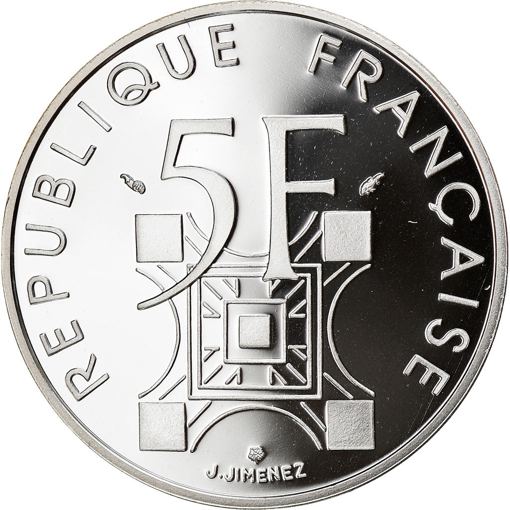 Moneta, Francia, Tour Eiffel, 5 Francs, 1989, Proof / BE, FDC, Argento, KM:968a