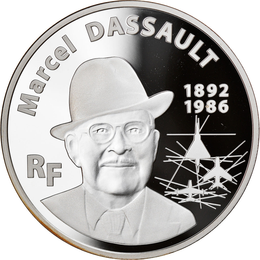 France, 20 Euro, Marcel Dassault, 2010, Piéfort, Proof / BE, MS(65-70), Silver