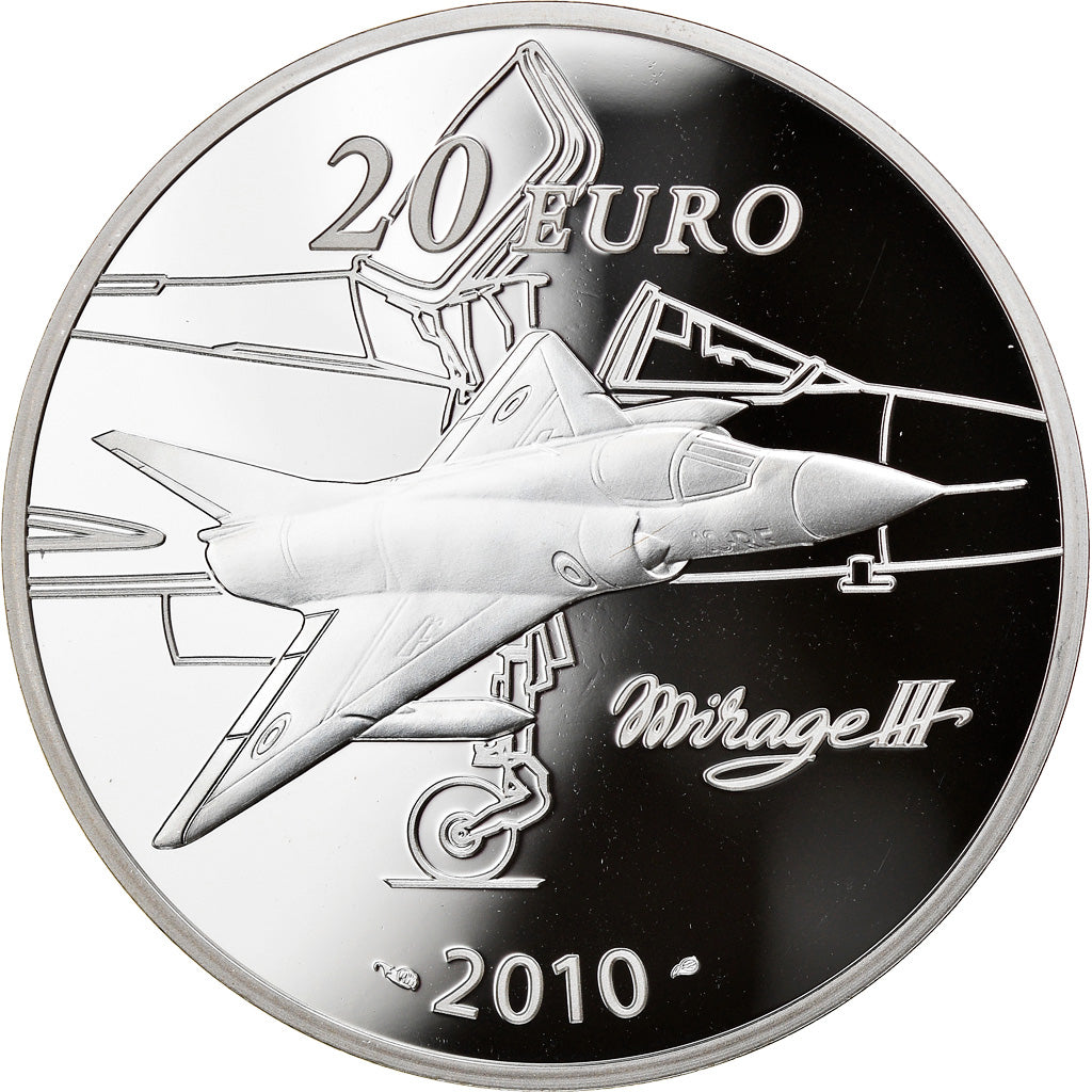 France, 20 Euro, Marcel Dassault, 2010, Piéfort, Proof / BE, MS(65-70), Silver