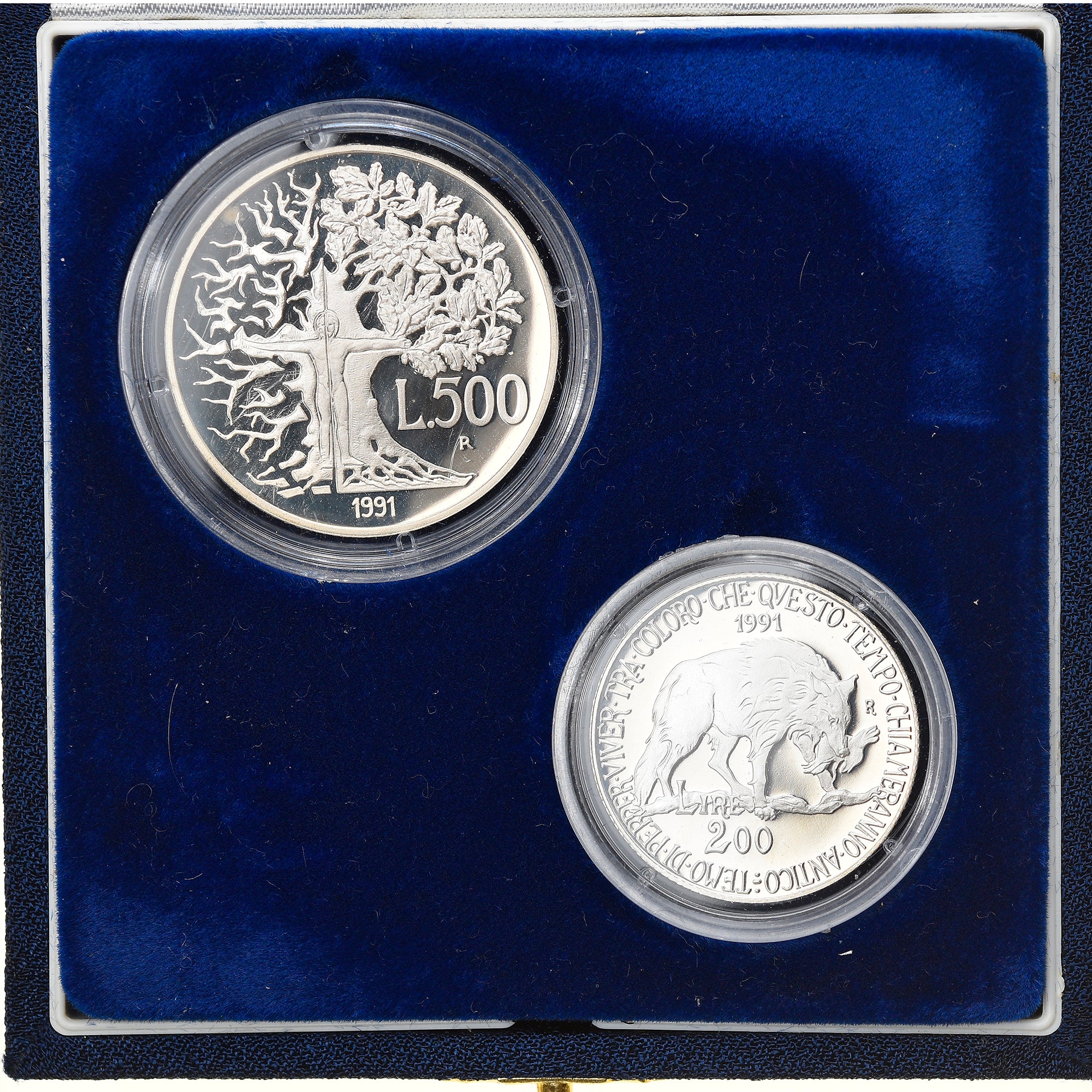 Coin, Italy, Flora and Fauna, 200 & 500 Lire, 1991, Rome, Proof, MS(65-70)