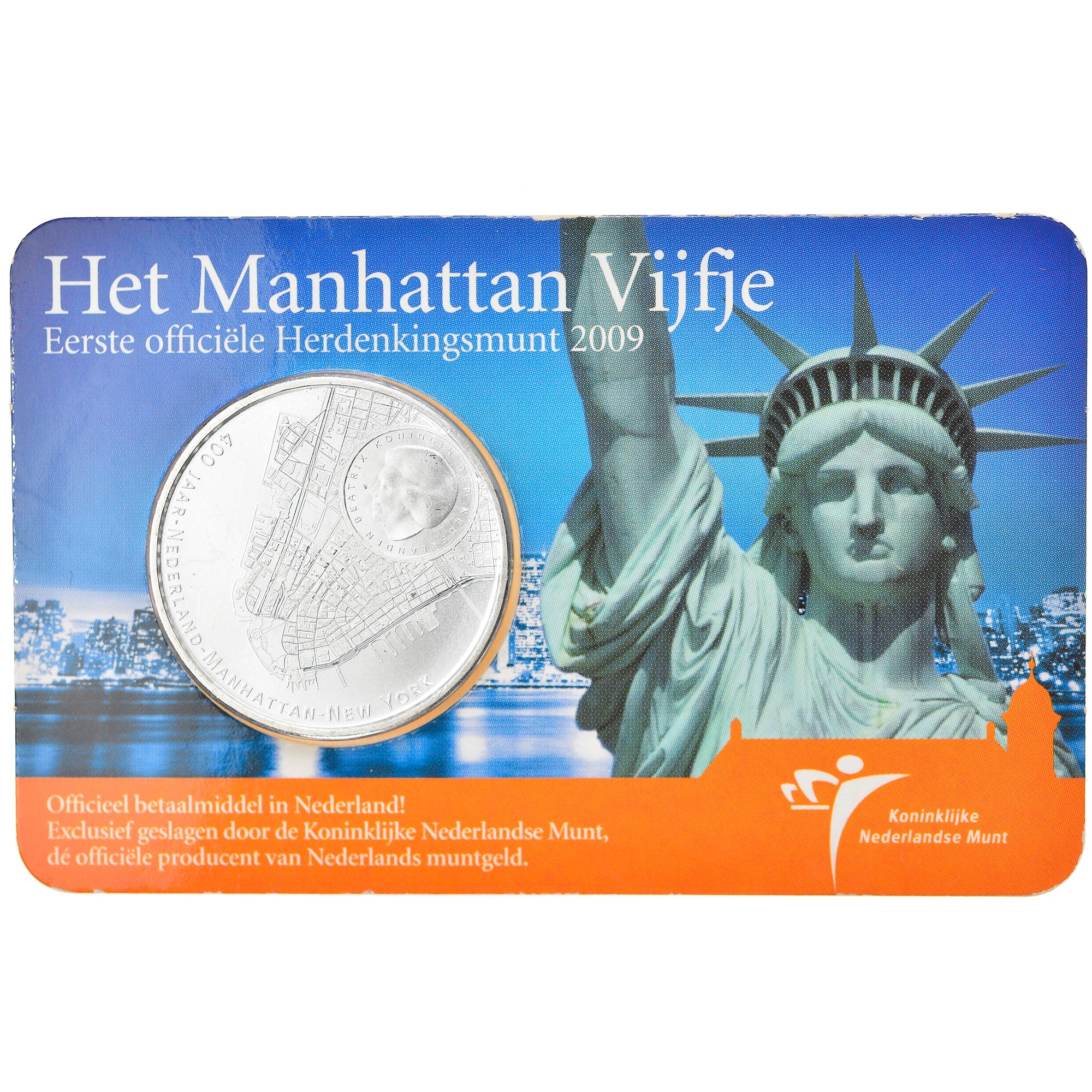 Niederlande, 5 Euro, Manhattan, 2009, STGL, Silber, KM:282