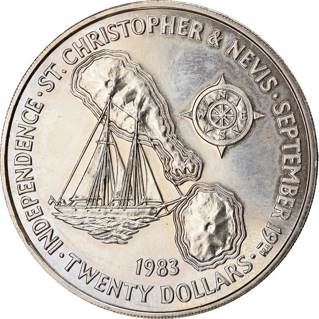 Coin, SAINT KITTS & NEVIS, Elizabeth II, 20 Dollars, 1983, MS(63)