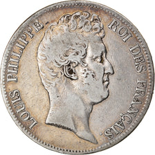 Moneda, Francia, Louis-Philippe, 5 Francs, 1830, Lille, BC+, Plata, KM:737.4