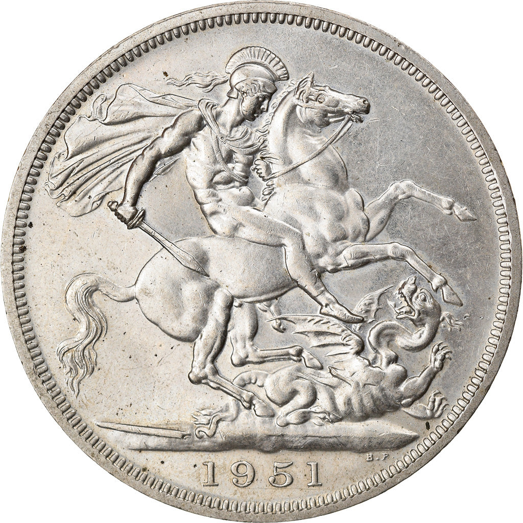 Coin, Great Britain, George VI, Crown, 1951, AU(55-58), Copper-nickel, KM:880