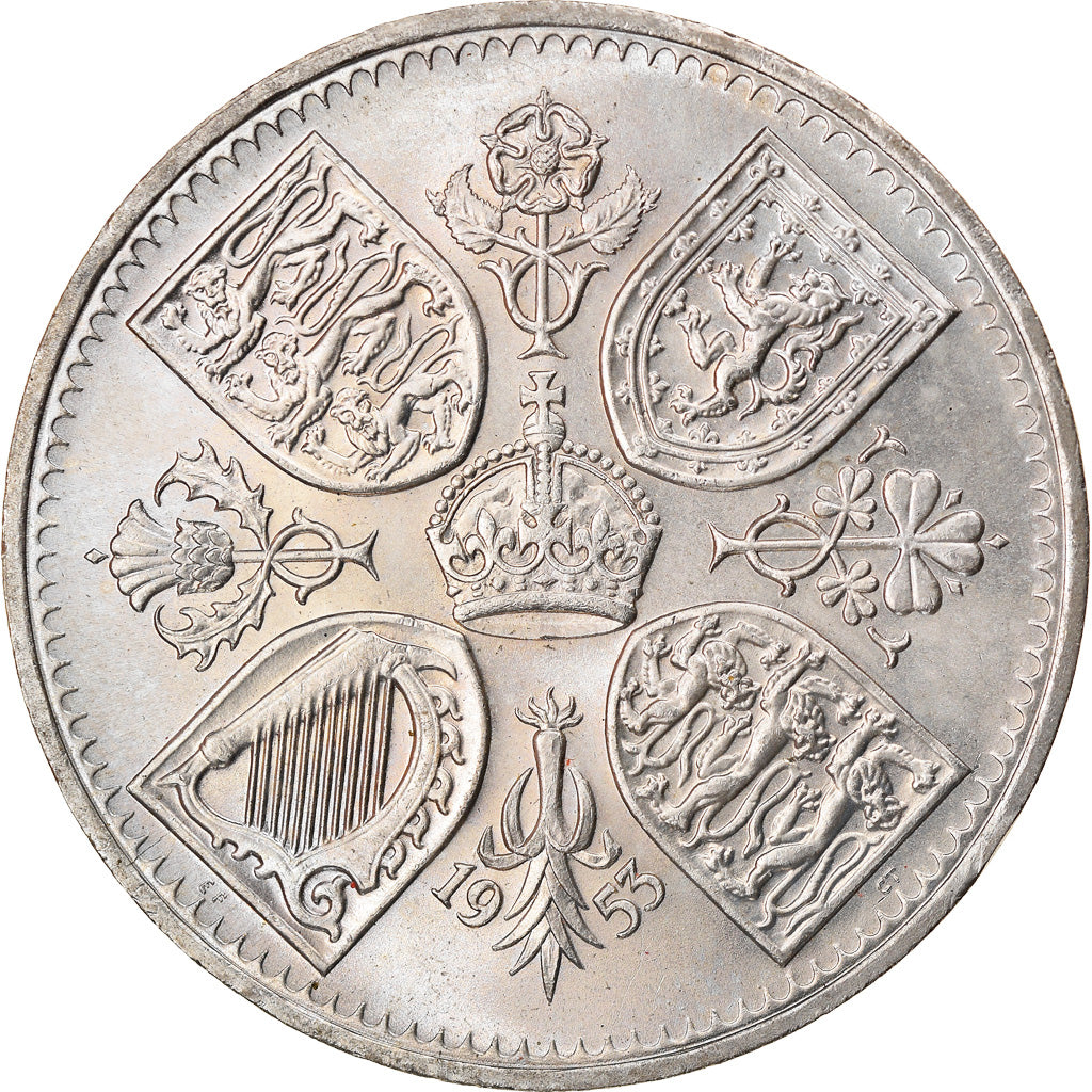 Moneta, Gran Bretagna, Elizabeth II, Crown, 1953, SPL-, Rame-nichel, KM:894