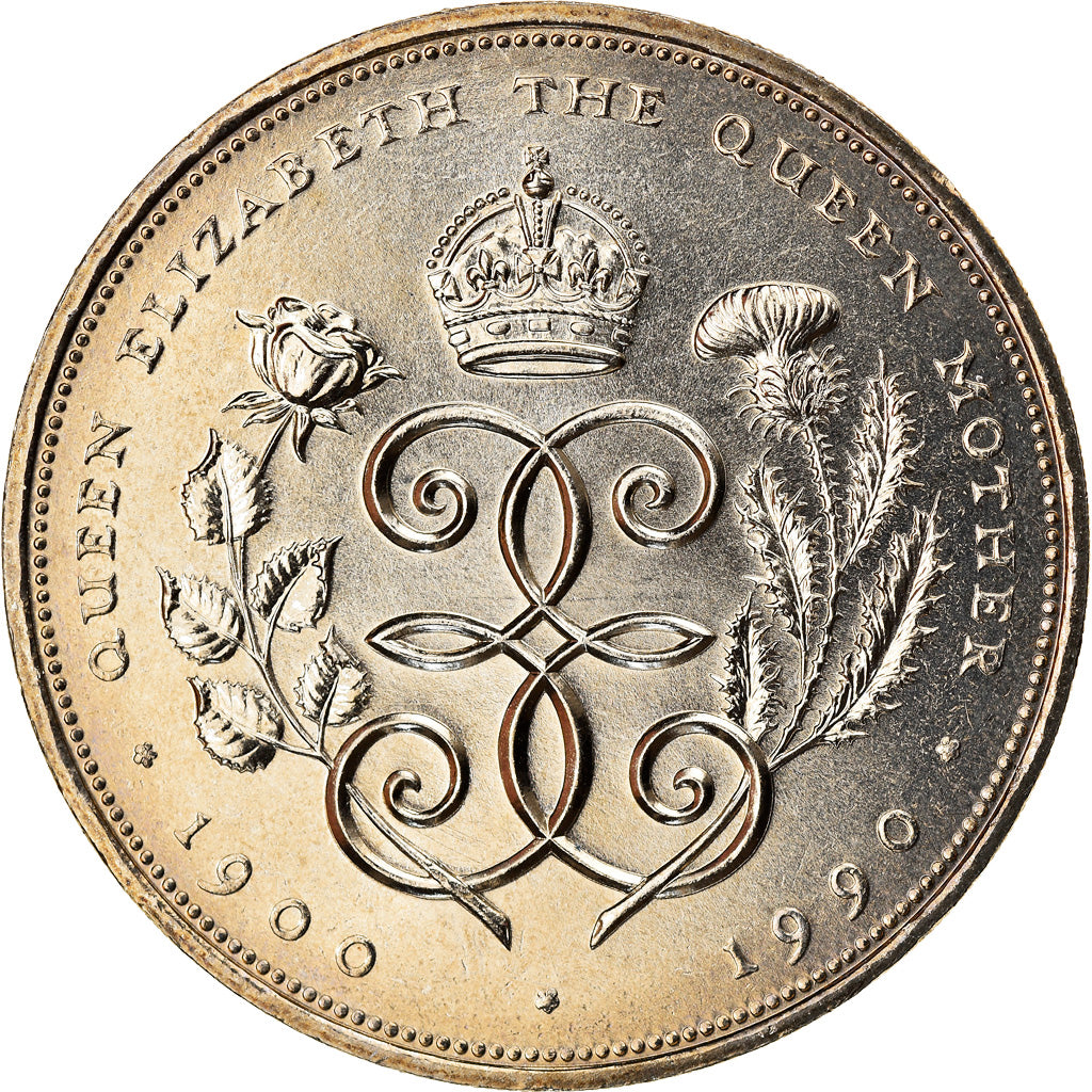 Coin, Great Britain, Elizabeth II, 5 Pounds, 1990, MS(63), Copper-nickel, KM:962