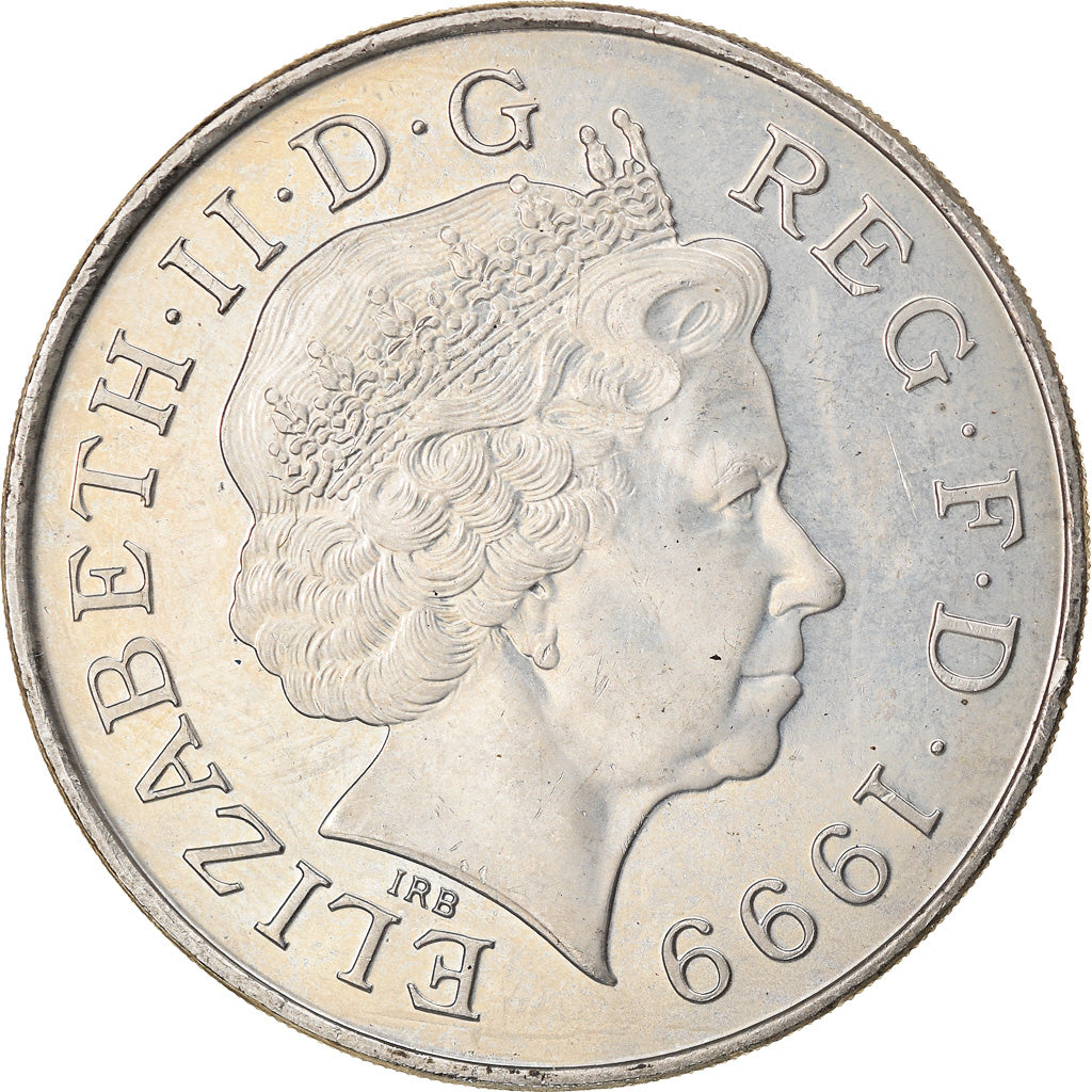 Coin, Great Britain, Elizabeth II, 5 Pounds, 1999, AU(55-58), Copper-nickel