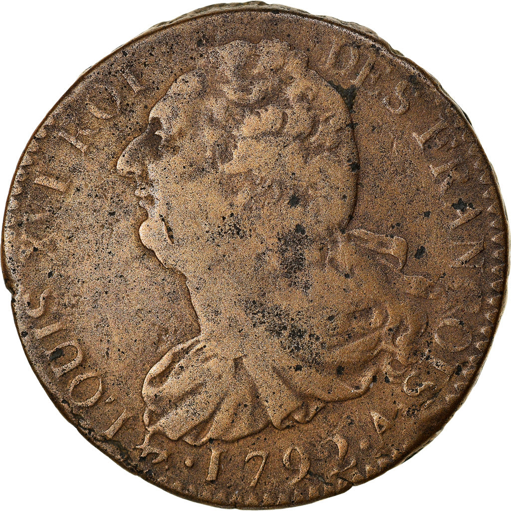 Munten, Frankrijk, Louis XVI, 2 sols françois, 2 Sols, 1792, Paris, FR+