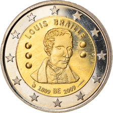 Belgique, 2 Euro, Louis Braille, 2009, Bruxelles, SPL, Bi-Metallic, KM:288