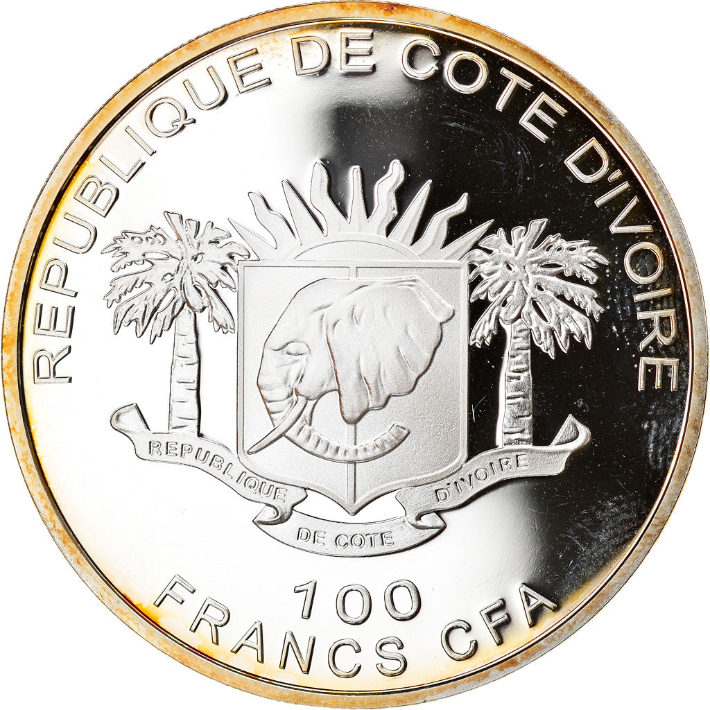 Moneta, Costa d’Avorio, Léopard, 100 Francs CFA, 2010, Proof, FDC, Argento