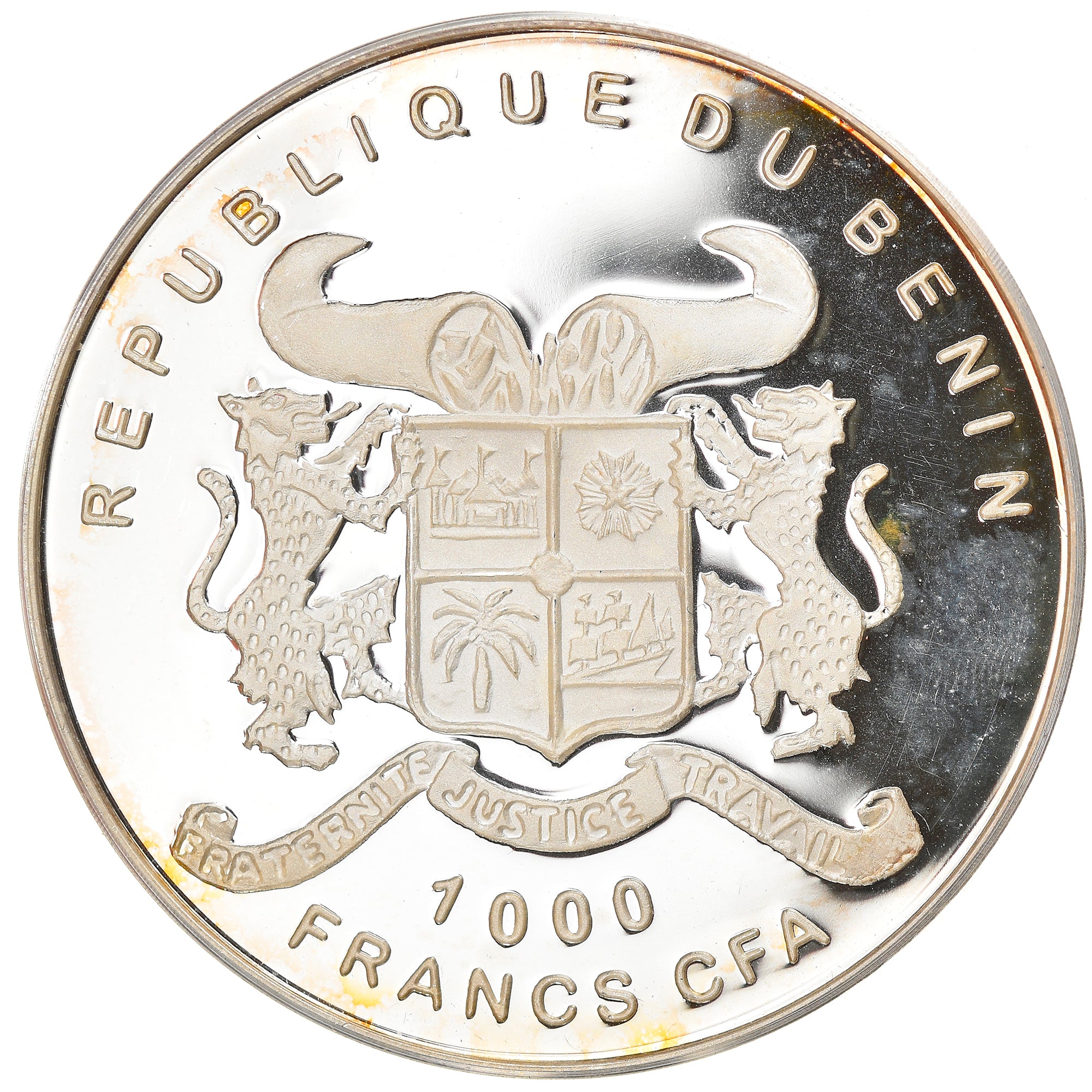 Coin, Benin, Francis Drake, 1000 Francs CFA, 1996, Proof, MS(65-70), Silver
