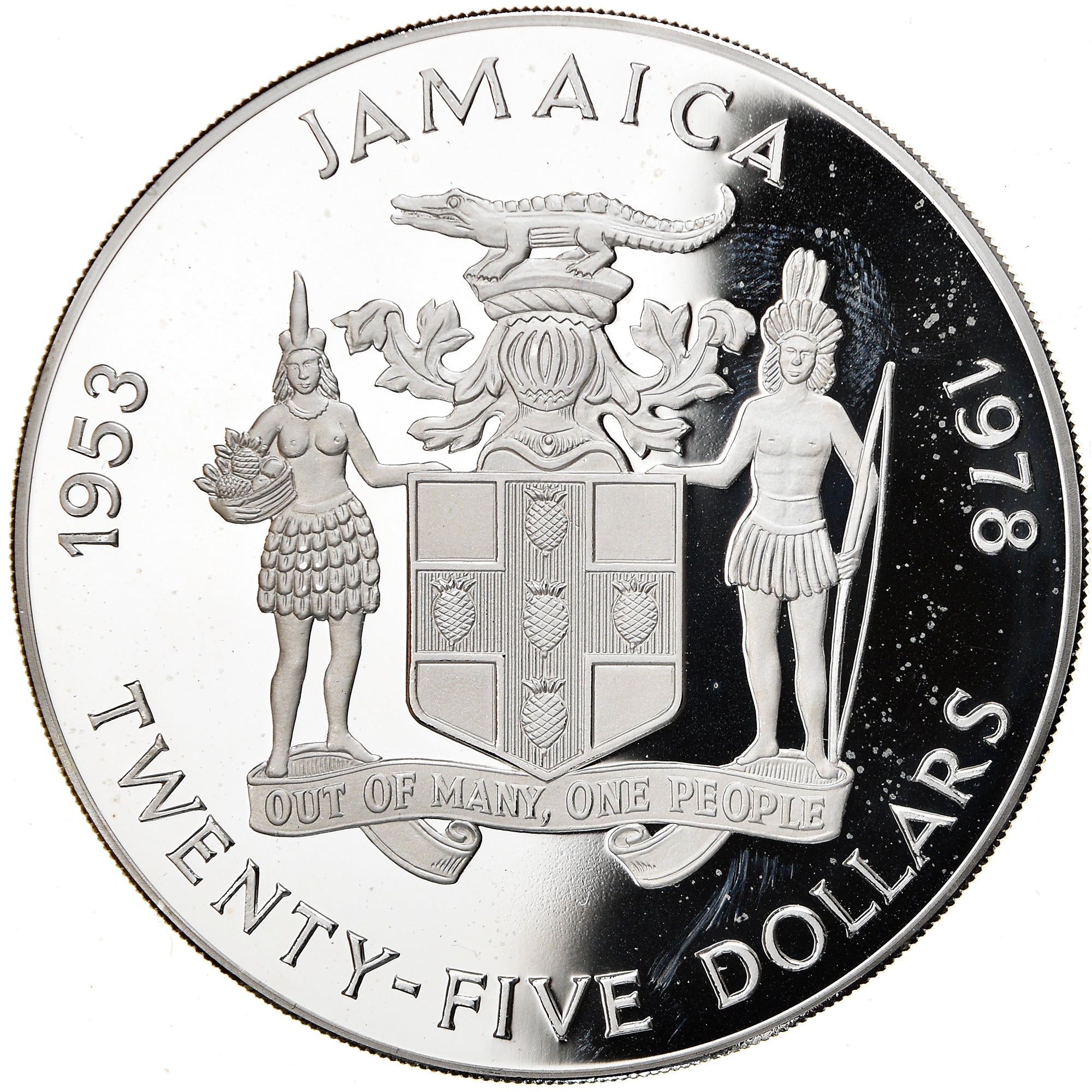 Coin, Jamaica, Elizabeth II, 25 Dollars, 1978, Franklin Mint, Proof, MS(65-70)