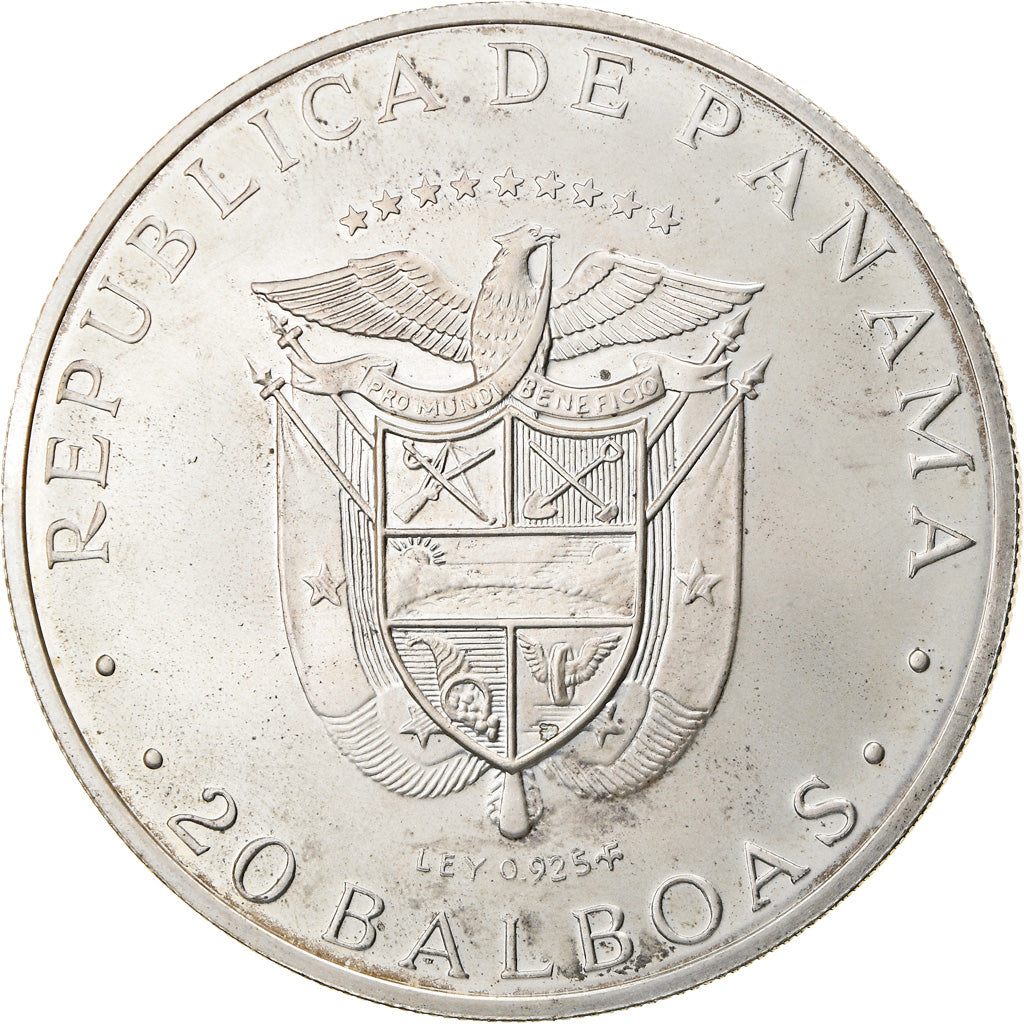 Moneta, Panama, 20 Balboas, 1974, U.S. Mint, SPL-, Argento, KM:31