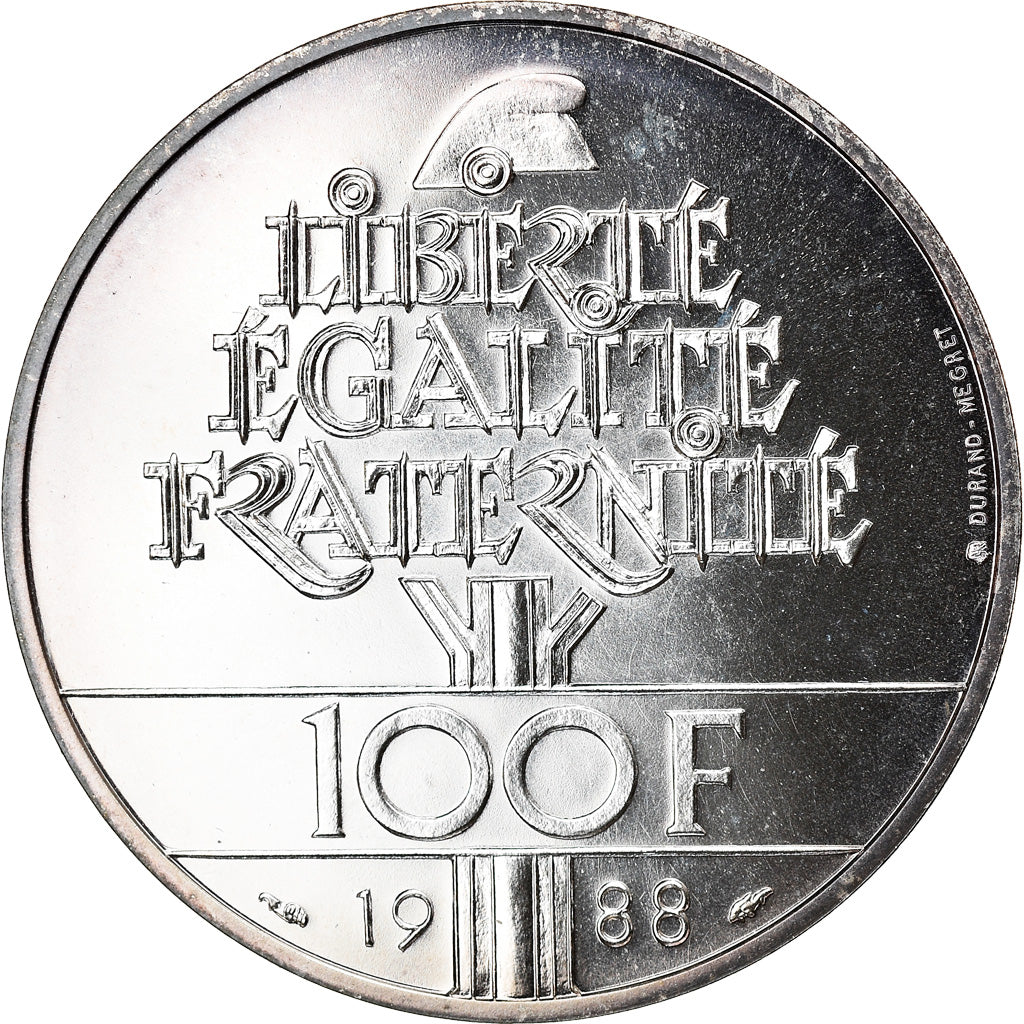 Coin, France, Fraternité, 100 Francs, 1988, FDC, MS(65-70), Silver, KM:966