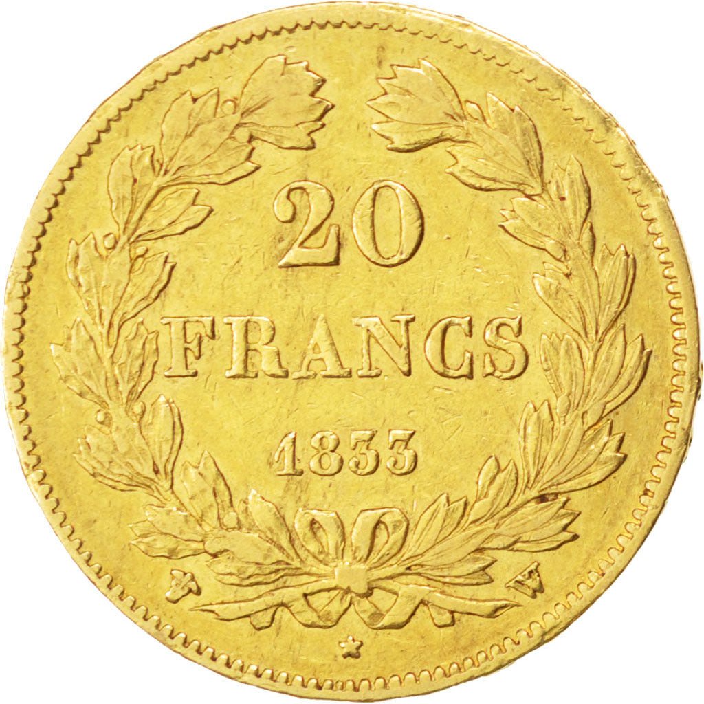 France, Louis-Philippe, 20 Francs, 1833 W, KM:750.5, PCGS XF45