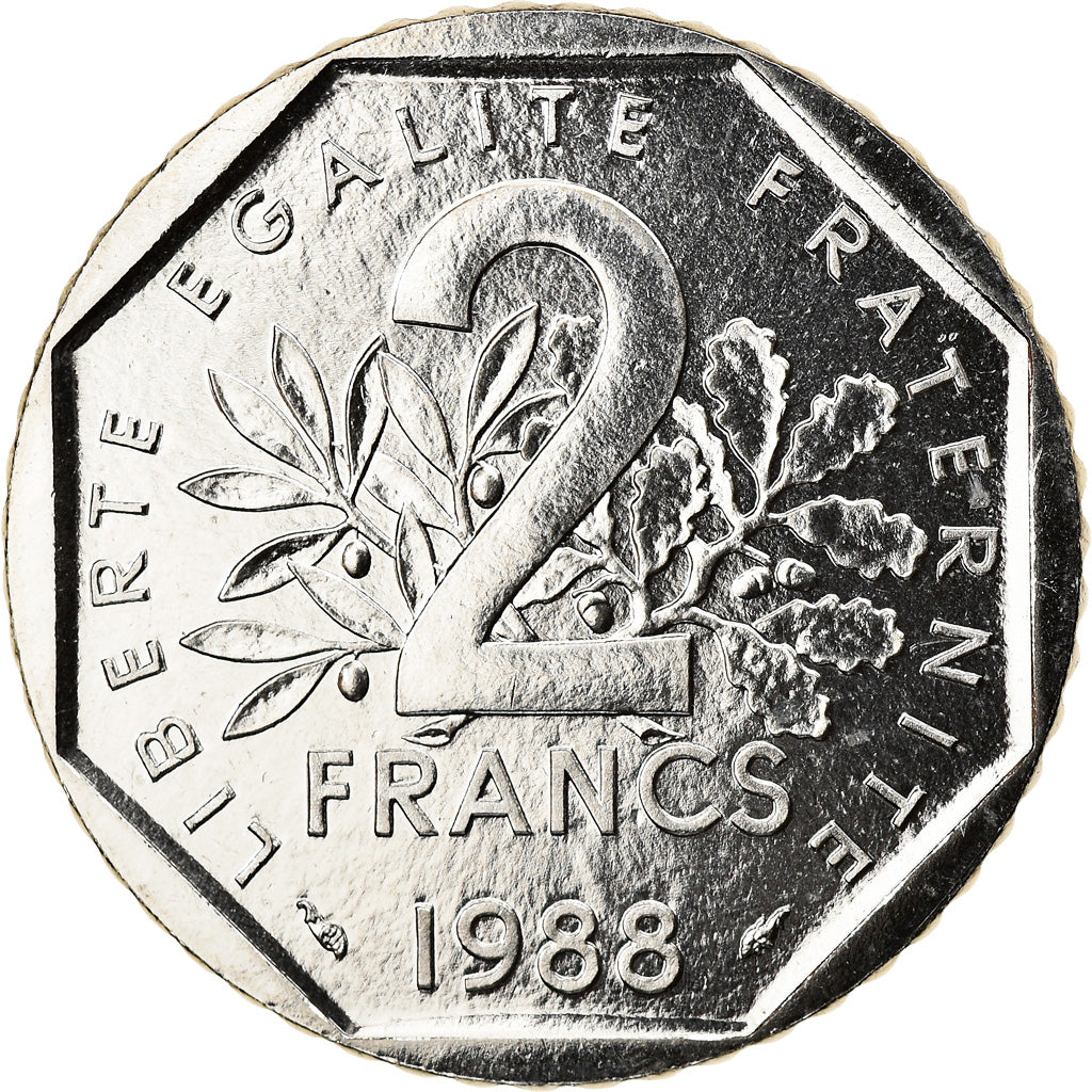 Moneta, Francia, Semeuse, 2 Francs, 1988, FDC, FDC, Nichel, KM:942.1