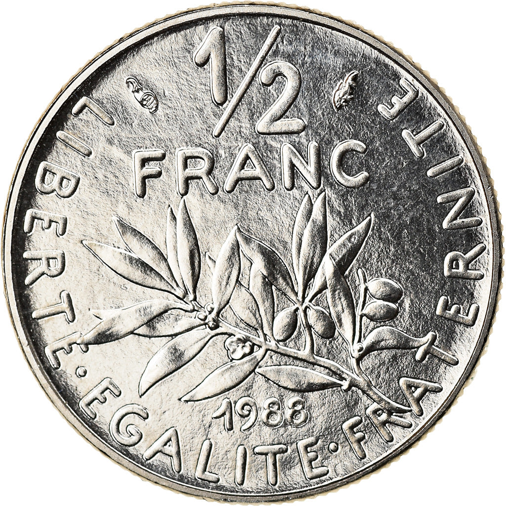 Coin, France, Semeuse, 1/2 Franc, 1988, FDC, MS(65-70), Nickel, KM:931.1