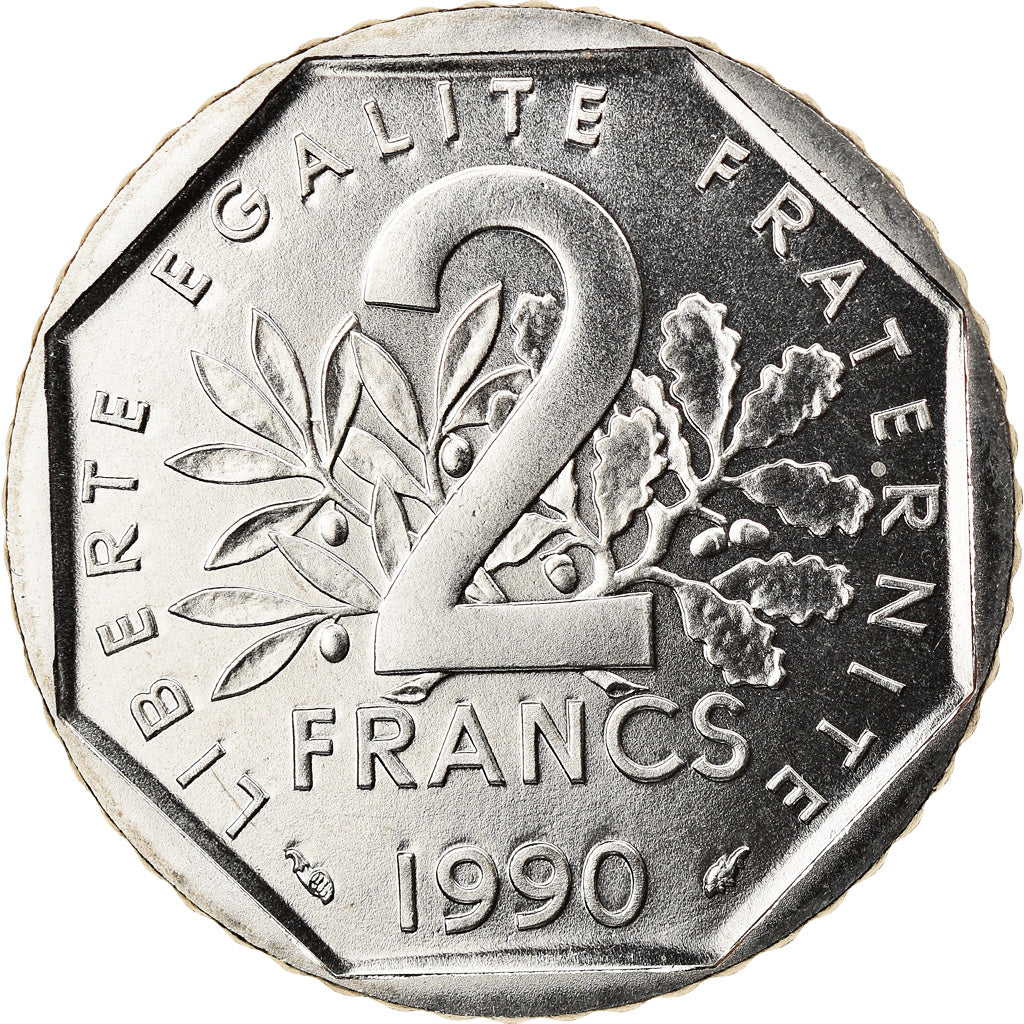 Coin, France, Semeuse, 2 Francs, 1990, FDC, MS(65-70), Nickel, KM:942.1