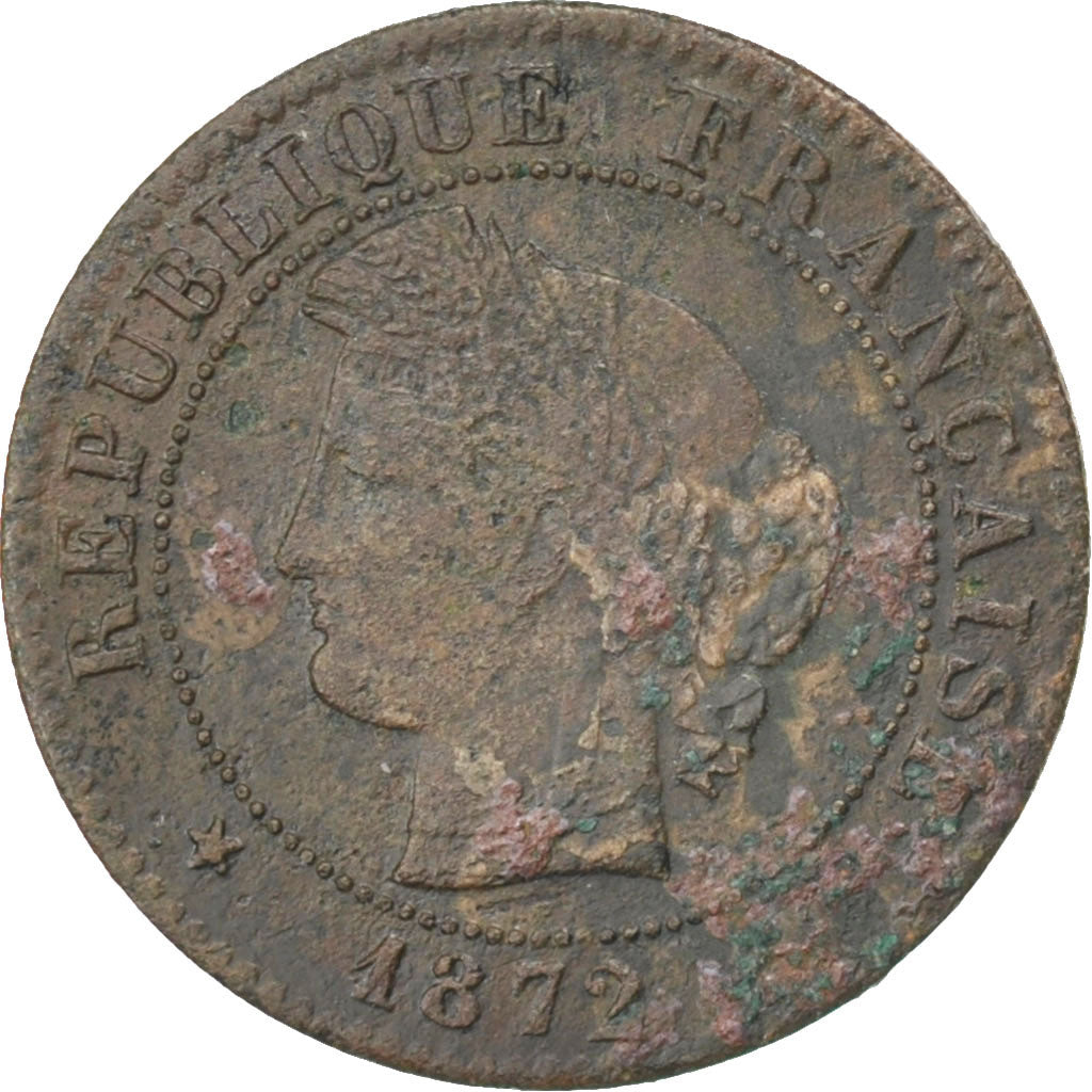 Monnaie, France, Cérès, Centime, 1872, Bordeaux, TB, Bronze, KM:826.2