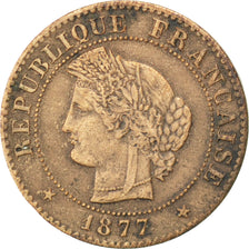 FRANCE, Cérès, Centime, 1877, Paris, KM #826.1, EF(40-45), Bronze, Gadoury #88,