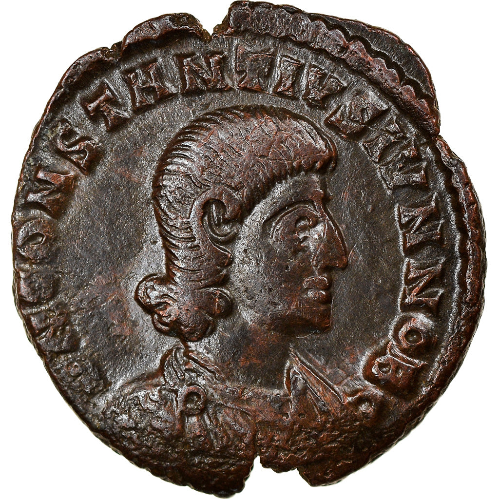 Münze, Constantius II, Maiorina, Uncertain Mint, Incuse strike, SS+, Kupfer