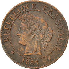 FRANCE, Cérès, Centime, 1886, Paris, KM #826.1, EF(40-45), Bronze, Gadoury #88,