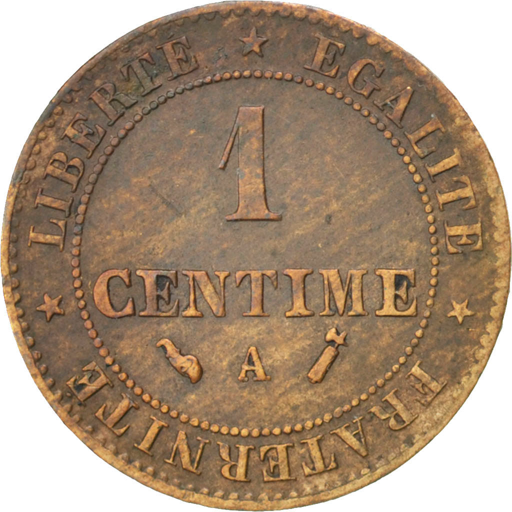 FRANCE, Cérès, Centime, 1886, Paris, KM #826.1, EF(40-45), Bronze, Gadoury #88,