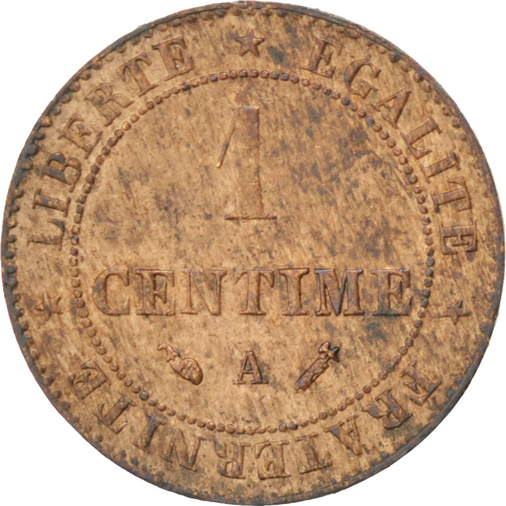 FRANCE, Cérès, Centime, 1889, Paris, KM #826.1, EF(40-45), Bronze, Gadoury #88,