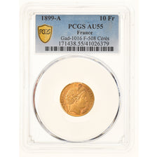 Monnaie, France, Cérès, 10 Francs, 1899, Paris, PCGS, AU55, SUP, Or