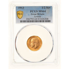 Münze, Großbritannien, George V, 1/2 Sovereign, 1913, PCGS, MS64, UNZ+, Gold