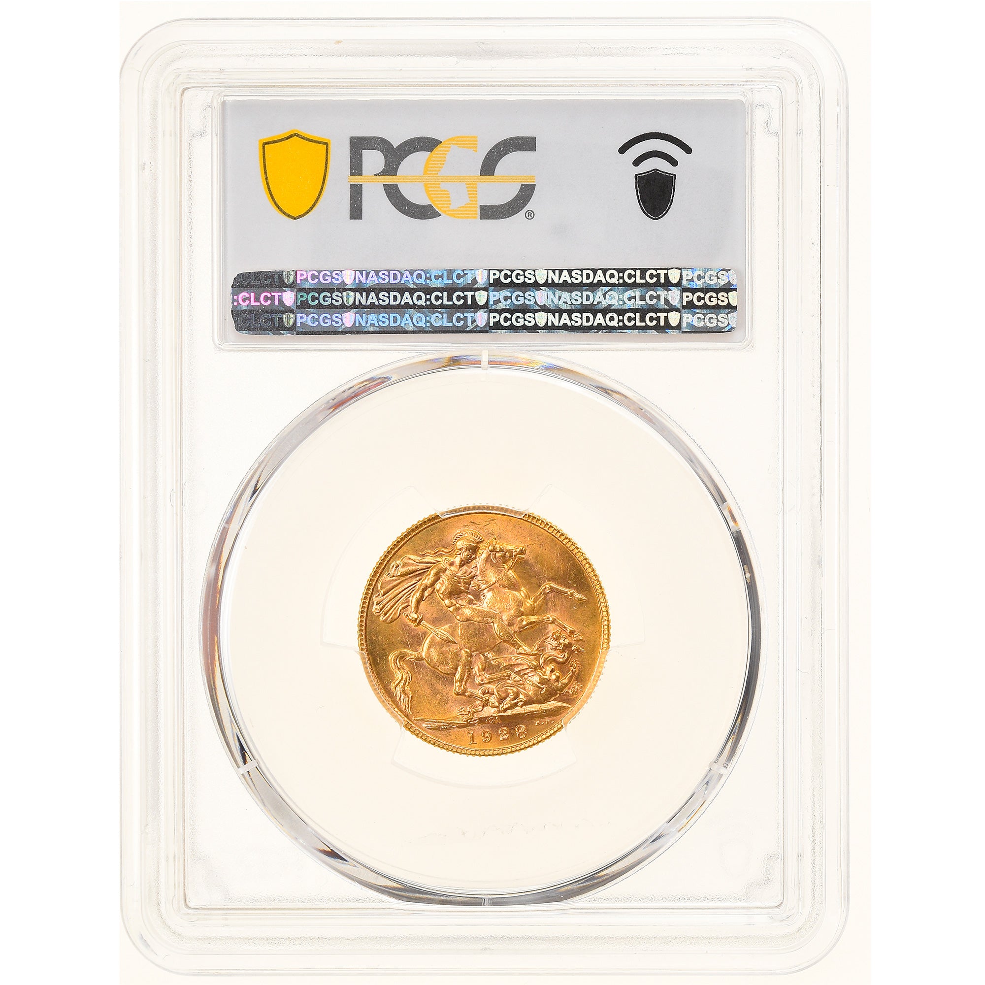 Moneta, Sudafrica, George V, Sovereign, 1928, Pretoria, PCGS, MS64, SPL+, Oro