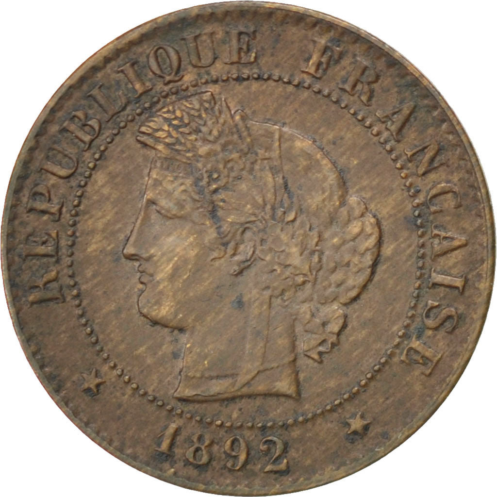FRANCE, Cérès, Centime, 1892, Paris, KM #826.1, EF(40-45), Bronze, Gadoury #88,