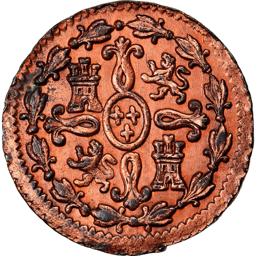 Coin, Spain, Charles IV, 2 Maravedis, 1805, Segovia, AU(50-53), Copper, KM:426