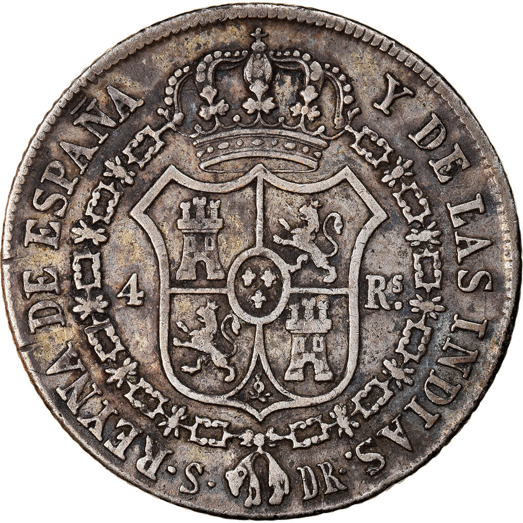 Coin, Spain, Isabel II, 4 Réales, 1836, Seville, VF(30-35), Silver, KM:510.2