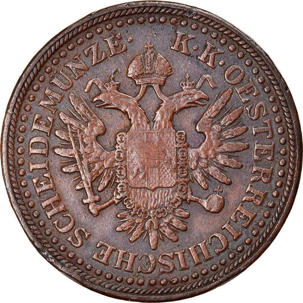Coin, Austria, Franz Joseph I, 3 Kreuzer, 1851, Vienna, EF(40-45), Copper