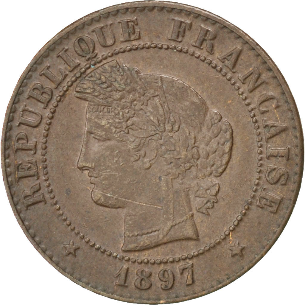 FRANCE, Cérès, Centime, 1897, Paris, KM #826.1, EF(40-45), Bronze, Gadoury #88,