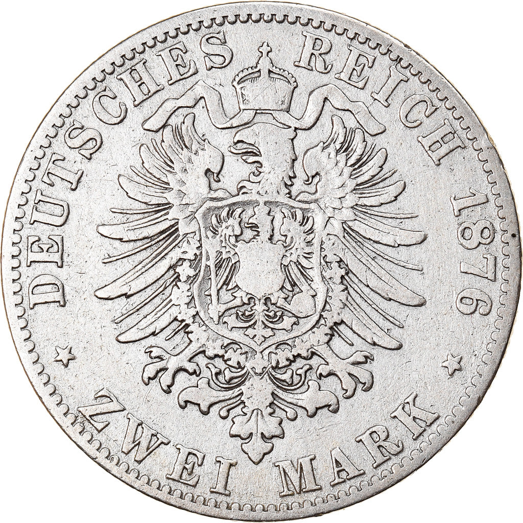 Coin, German States, HAMBURG, 2 Mark, 1876, Hambourg, VF(20-25), Silver, KM:604