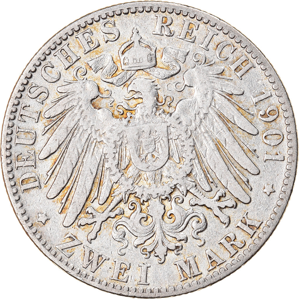 Coin, German States, HAMBURG, 2 Mark, 1901, Hamburg, VF(30-35), Silver, KM:612