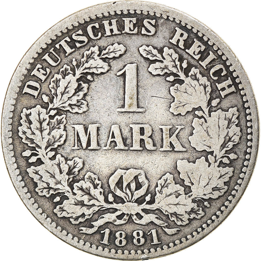 Coin, GERMANY - EMPIRE, Wilhelm I, Mark, 1881, Munich, VF(20-25), Silver, KM:7