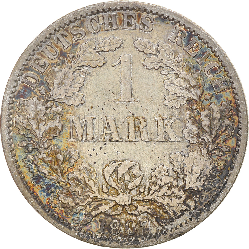 Coin, GERMANY - EMPIRE, Wilhelm II, Mark, 1907, Berlin, EF(40-45), Silver, KM:14