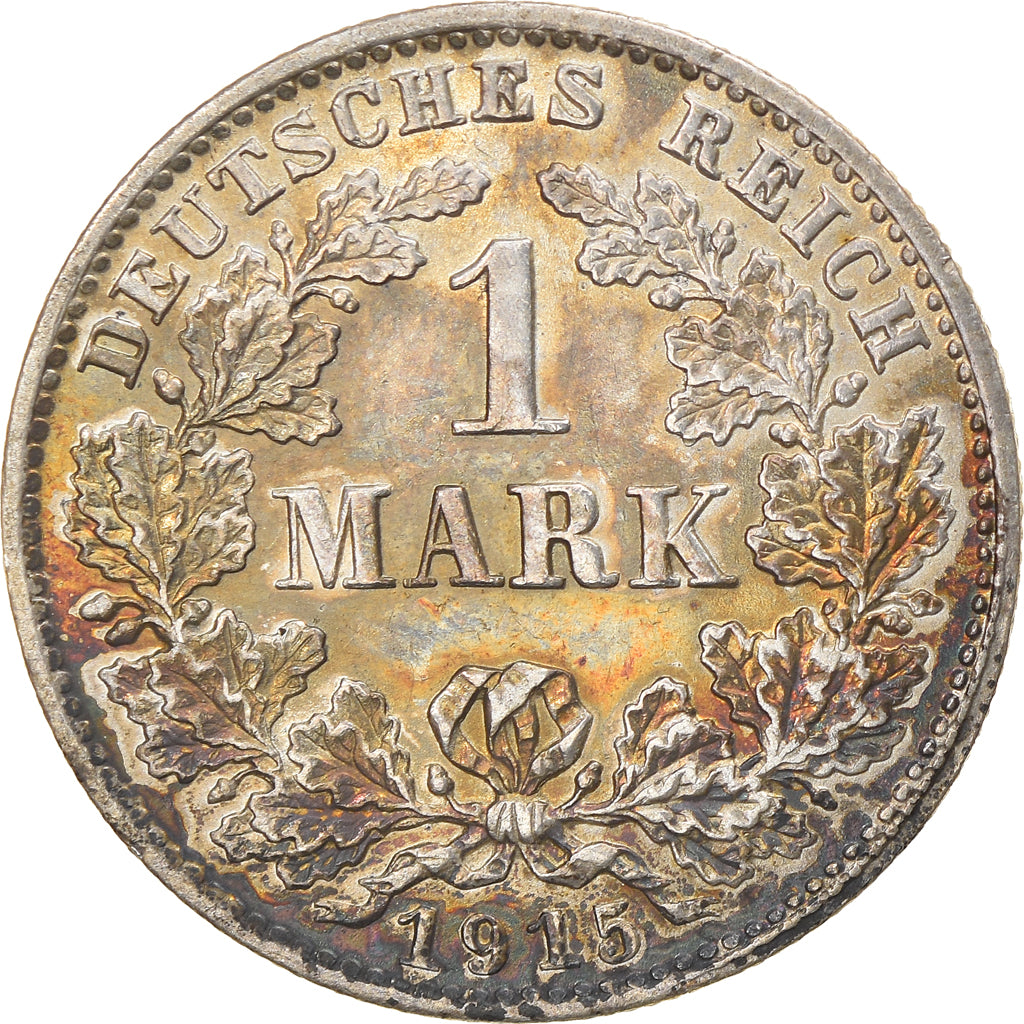 Coin, GERMANY - EMPIRE, Wilhelm II, Mark, 1915, Munich, AU(55-58), Silver, KM:14