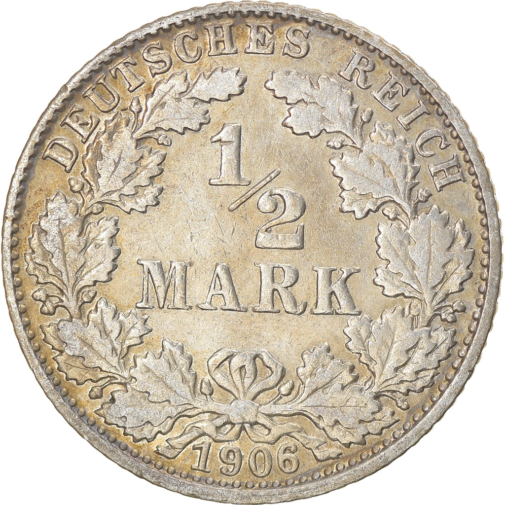 Munten, DUITSLAND - KEIZERRIJK, 1/2 Mark, 1906, Munich, ZF, Zilver, KM:17