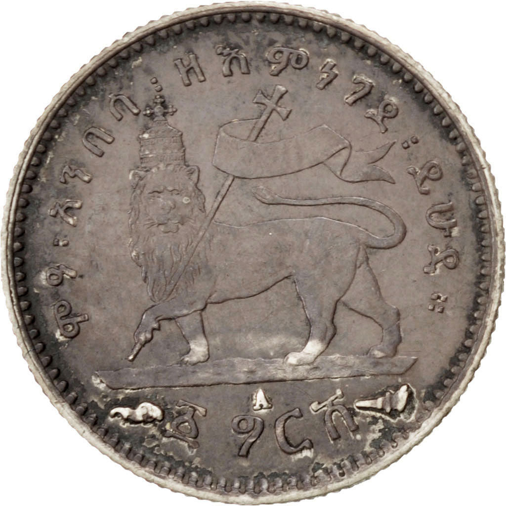 ETHIOPIA, Gersh, 1902, KM #12, EF(40-45), Silver, 16.5, 1.40