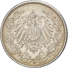 Coin, GERMANY - EMPIRE, 1/2 Mark, 1917, Karlsruhe, EF(40-45), Silver, KM:17