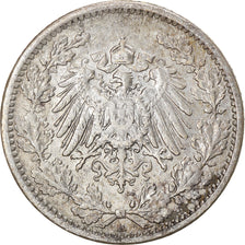 Coin, GERMANY - EMPIRE, 1/2 Mark, 1919, Berlin, EF(40-45), Silver, KM:17
