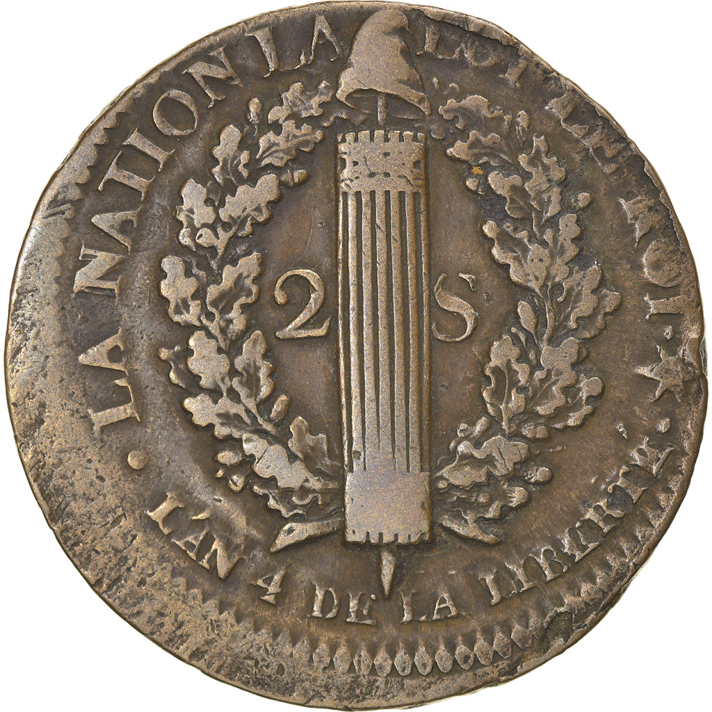 Coin, France, 2 sols français, 2 Sols, 1792, Strasbourg, VF(30-35), Bronze