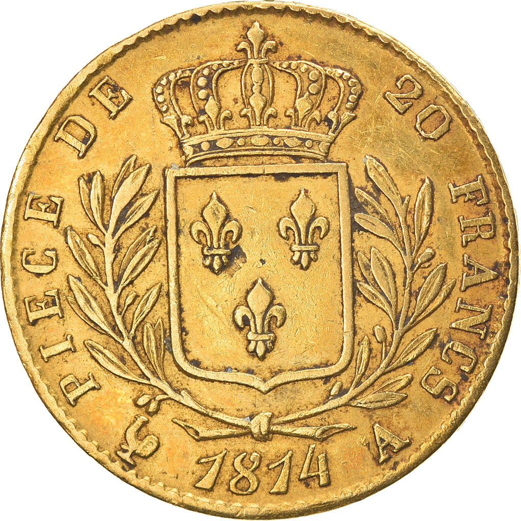 Coin, France, Louis XVIII, Louis XVIII, 20 Francs, 1814, Paris, EF(40-45), Gold