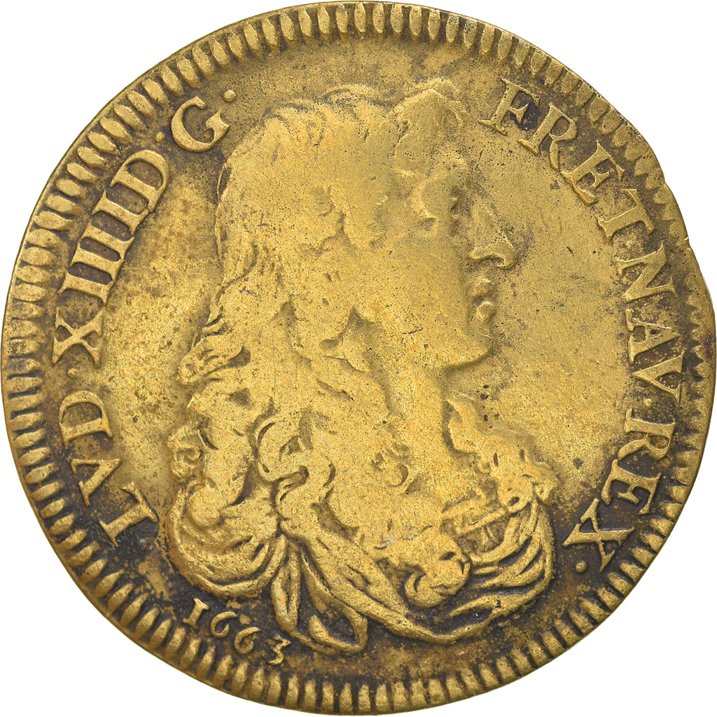 France, Token, Louis XIV, Ordinaire des Guerres, Ville de Dunkerque, 1663