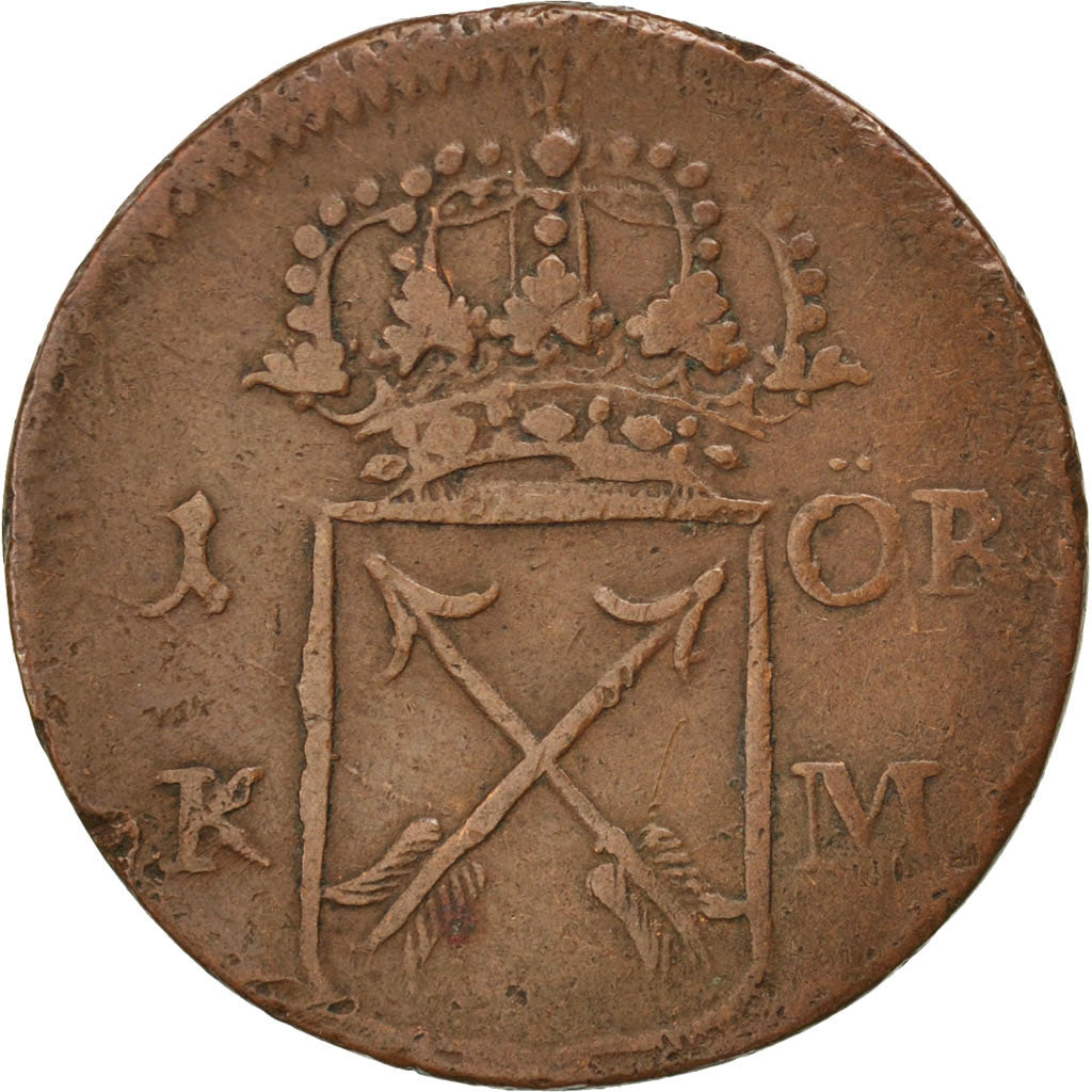 Coin, Sweden, Frederick I, Ore, K.M., 1724, VF(30-35), Copper, KM:383.1